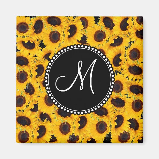 Aimant Monogramme Vibrant Beaux tournesols floraux (Devant)
