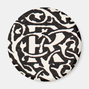 Aimant Monogramme vintage R Art Nouveau