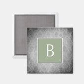 Aimant Monogramme Vintage vert Damas (Recto/Verso)