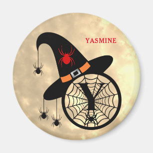 Aimant Monogramme Y Halloween Sky Witch Nom des araignées