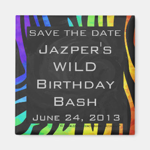 Aimant Monogramme Zebra noir et arc-en-ciel