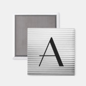 Aimant Monogrammes Art Déco Satin Argent (Recto/Verso)