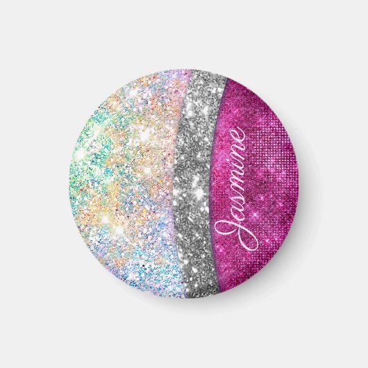 Aimant Monographie de parties scintillant en argent rose  (Devant)