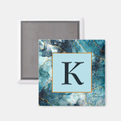 Aimant Monographie en marbre bleu et or (Recto/Verso)