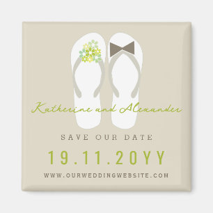 Aimant Monsieur et Madame Flip Flops Mariage de Plage Enr