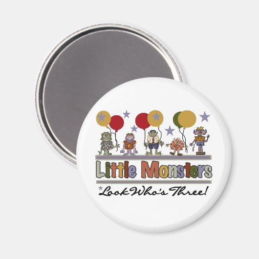 Aimant Monster 3ème anniversaire Tshirts et cadeaux (Recto/Verso)
