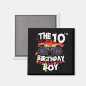 Aimant Monster Truck 10th Birthday Boy Funny 10 Years Old (Recto/Verso)