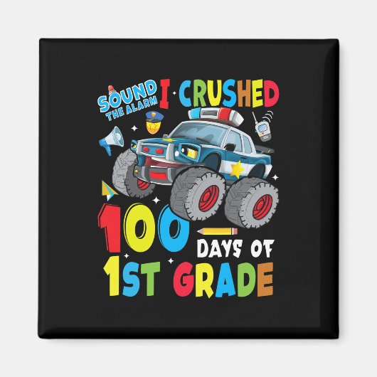 Aimant Monster Truck Police Car 100 Jours De L'École 1Er  (Devant)