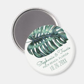 Aimant Monstera Leaf Mariage tropical Enregistrer la date (Recto/Verso)