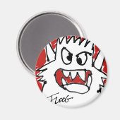 Aimant Monstre caricature rouge (Recto/Verso)