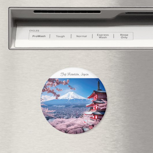 Aimant Mont Fuji peint en saison de cerisier en fleurs (In Situ (Lave-vaisselle))