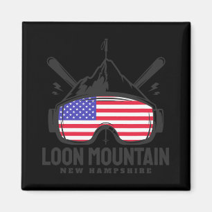 Aimant Montagne Loon New Hampshire Usa Ski Ski rétro