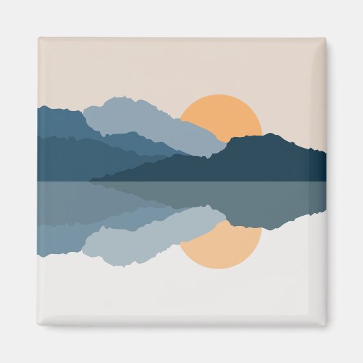 Aimant Montagnes bleues reflétées dans le lac (Devant)