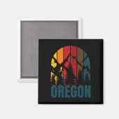 Aimant Montagnes de l'Oregon Rétro Vintage (Recto/Verso)