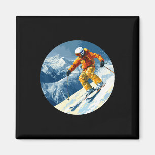 Aimant Montagnes Neiges En Hiver Pour Les Amateurs De Spo