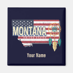 Aimant Montana États-Unis Retro State Map Vintage USA