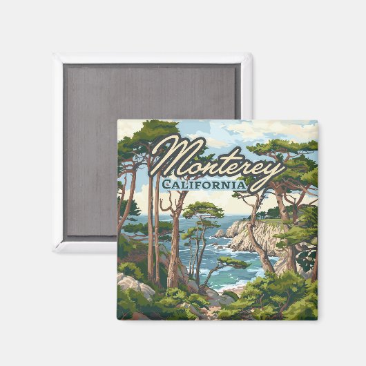 Aimant Monterey California Cypress Trees Ocean Coast (Recto/Verso)