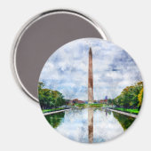 Aimant Monument de Washington aquarelle avec reflet (Recto/Verso)