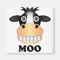 Moo -  d'aimant Carré de 2 pouces