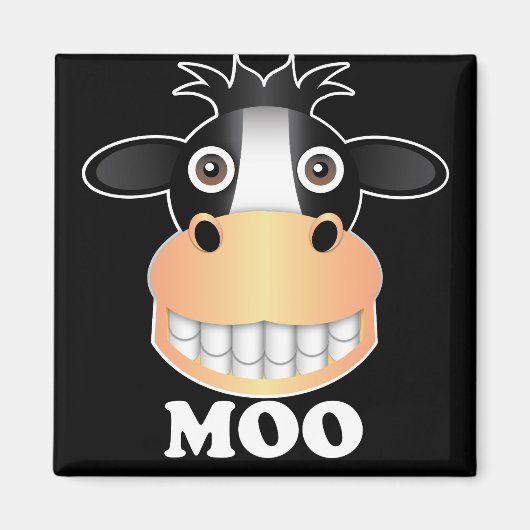Aimant Moo - d'aimant Carré de 2 pouces (Devant)
