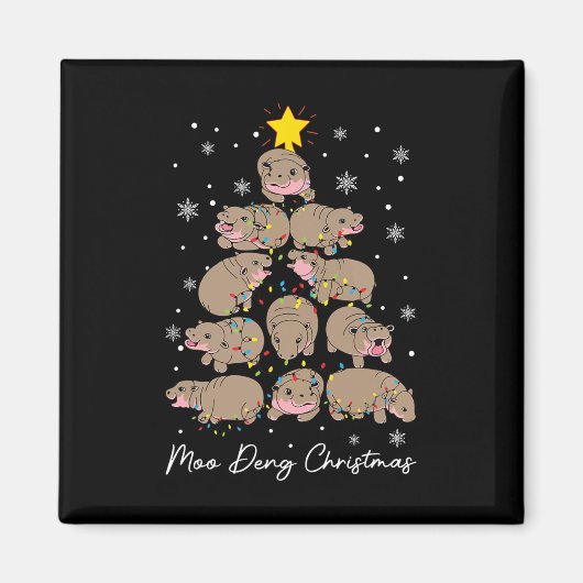 Aimant Moo Deng Christmas Tree Funny Mignonne Ba (Devant)