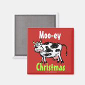 Aimant Mooey Noël Funny Red Cow (Recto/Verso)