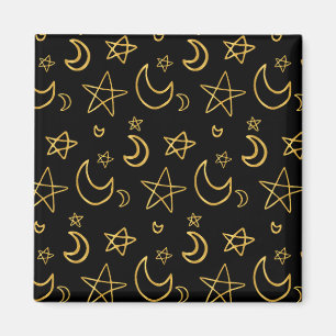Aimant Moons et étoiles Motif or