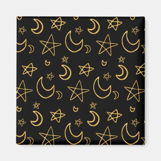 Aimant Moons et étoiles Motif or (Devant)