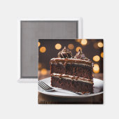 Aimant Morceau de gâteau au chocolat (Recto/Verso)