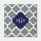 Aimant Moroccan Charcoal White #5 Navy 3 Monogram initial (Devant)