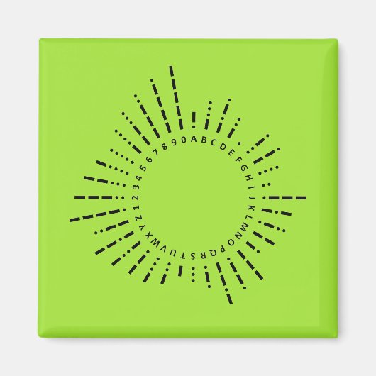 Aimant Morse Code Alphabet – Neon Lime Tech (Devant)