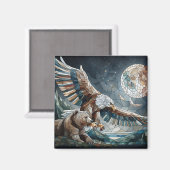 Aimant Mosaic Ai Art | Ours Brown et Pleine lune d'aigle (Recto/Verso)
