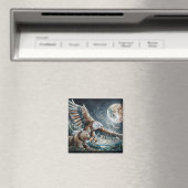 Aimant Mosaic Ai Art | Ours Brown et Pleine lune d'aigle (In Situ (Lave-vaisselle))