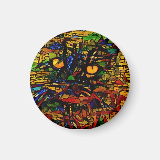 Aimant Mosaïque colorée Chat Art Prin (Devant)