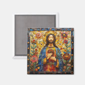 Aimant Mosaïque colorée Jésus-Christ (Recto/Verso)