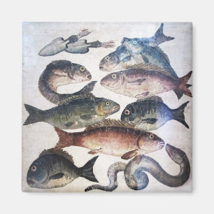 AIMANT MOSAÏQUES ROMAINES ANTIQUES, POISSONS, ESPACE DE V