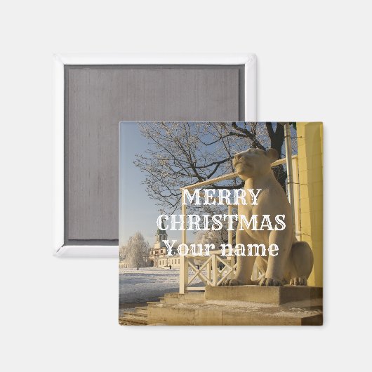 Aimant Moscou. Hiver. sculpture de lions (Recto/Verso)