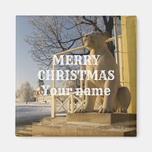 Aimant Moscou. Hiver. sculpture de lions