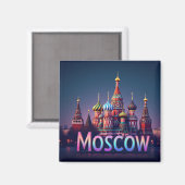 Aimant 🧲 Moscou Russie Voyage Mémoire Effet néon (Recto/Verso)