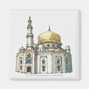 Aimant Mosquée avec le dôme et le minaret d'oignon d'or