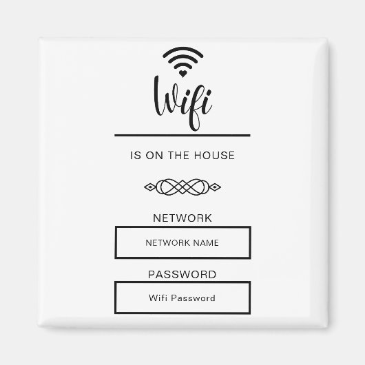 Aimant Mot de passe Wifi noir et blanc pour la maison (Devant)
