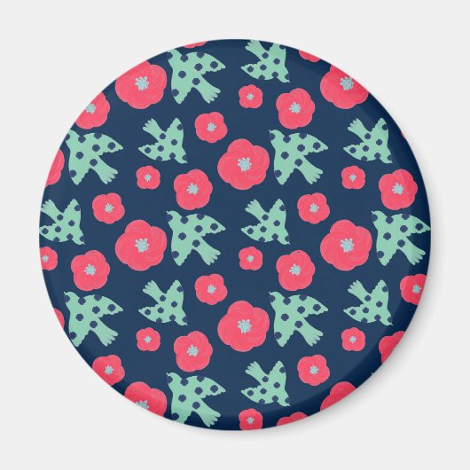Aimant motif_7_camellia et oiseau_1 (Devant)