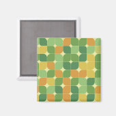 Aimant Motif abstrait de milieu de siècle vert orange (Recto/Verso)