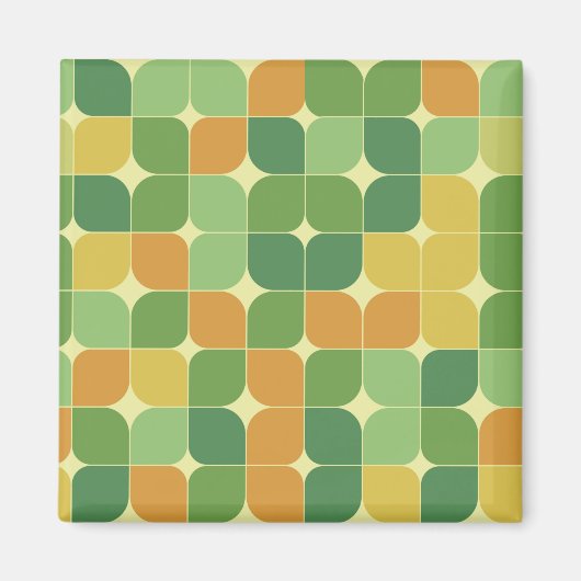 Aimant Motif abstrait de milieu de siècle vert orange (Devant)
