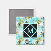 Aimant Motif Abstrait de palmier aquarelle (Recto/Verso)