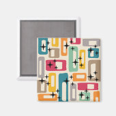 Aimant Motif Abstrait moderne rétro du milieu du siècle (Recto/Verso)