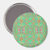 Aimant Motif Abstrait Orange Rétro et Vert Citron (Recto/Verso)