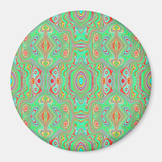 Aimant Motif Abstrait Orange Rétro et Vert Citron (Devant)