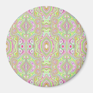 Aimant Motif Abstrait Trippy Retro Rose et Lime Green
