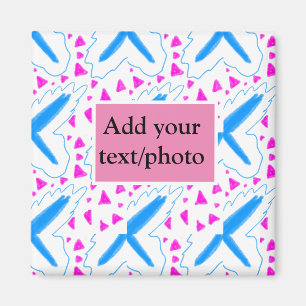 Aimant Motif aquarelle bleu rose ajoutez nom texte person